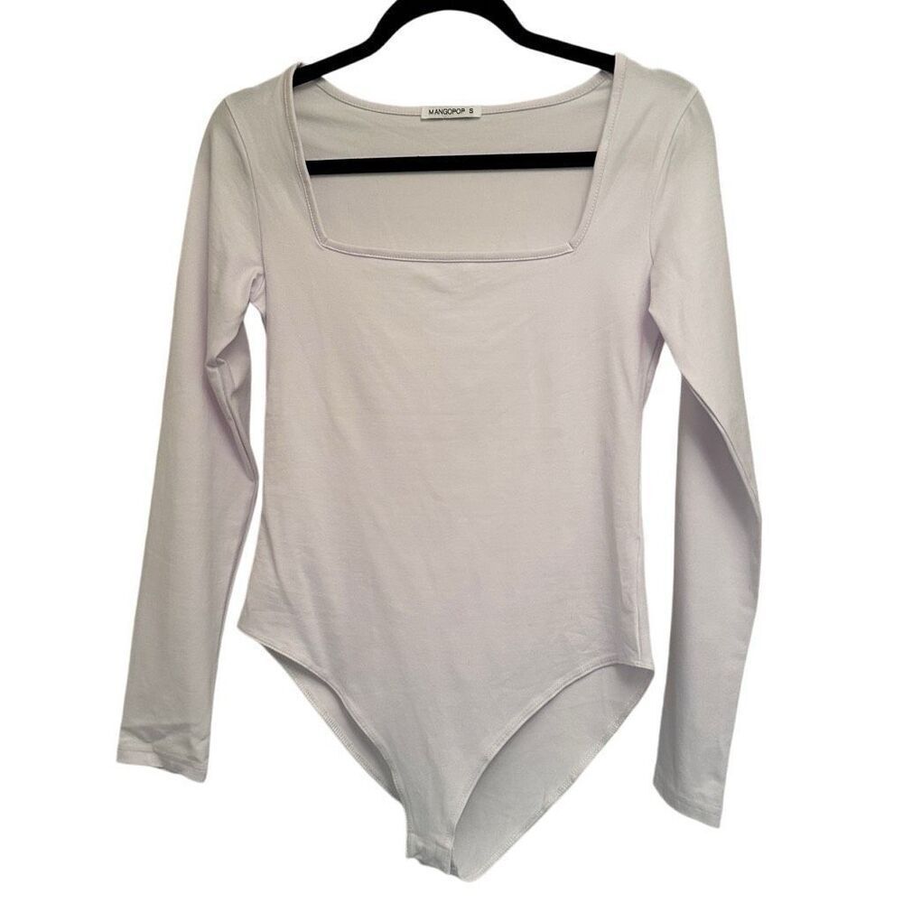 Mango pop white square neck bodysuit- size s